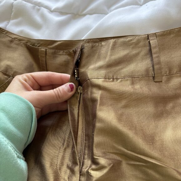 Vintage Sunny Leigh 100% Silk Cropped Pants Womens Size 10 Brown Pockets Y2K - Picture 3 of 12